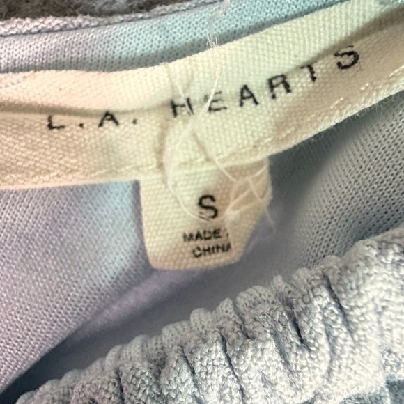 Lt Blue Textured Puff Sleeve Tie Front Mini Dress Size S Cottagecore Coquette - Picture 5 of 8